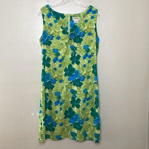 VINTAGE Expressions Dress Sleeveless Green & Blue Sleeveless Lightweight 12